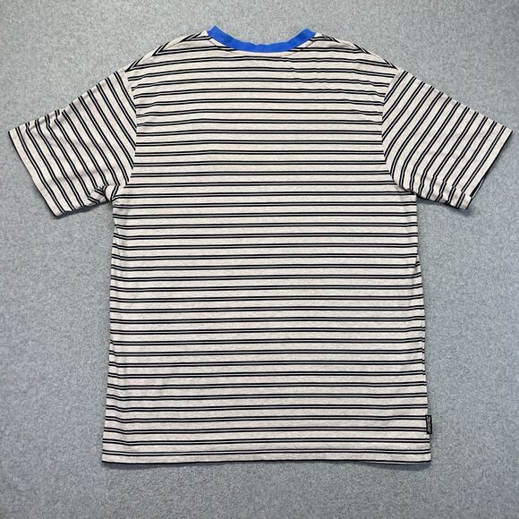 Santa Cruz Striped T-Shirt Men’s Large Blue Neck Logo Patch Y2K Skatewear - Picture 5 of 9
